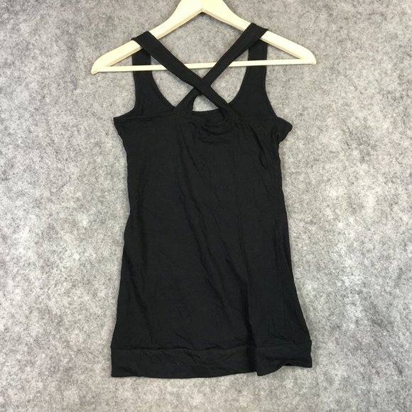 Urban Outfitters Tank Top S Solid Black Scoop Neck Crossover Back Slim Fit BDG - Picture 10 of 12